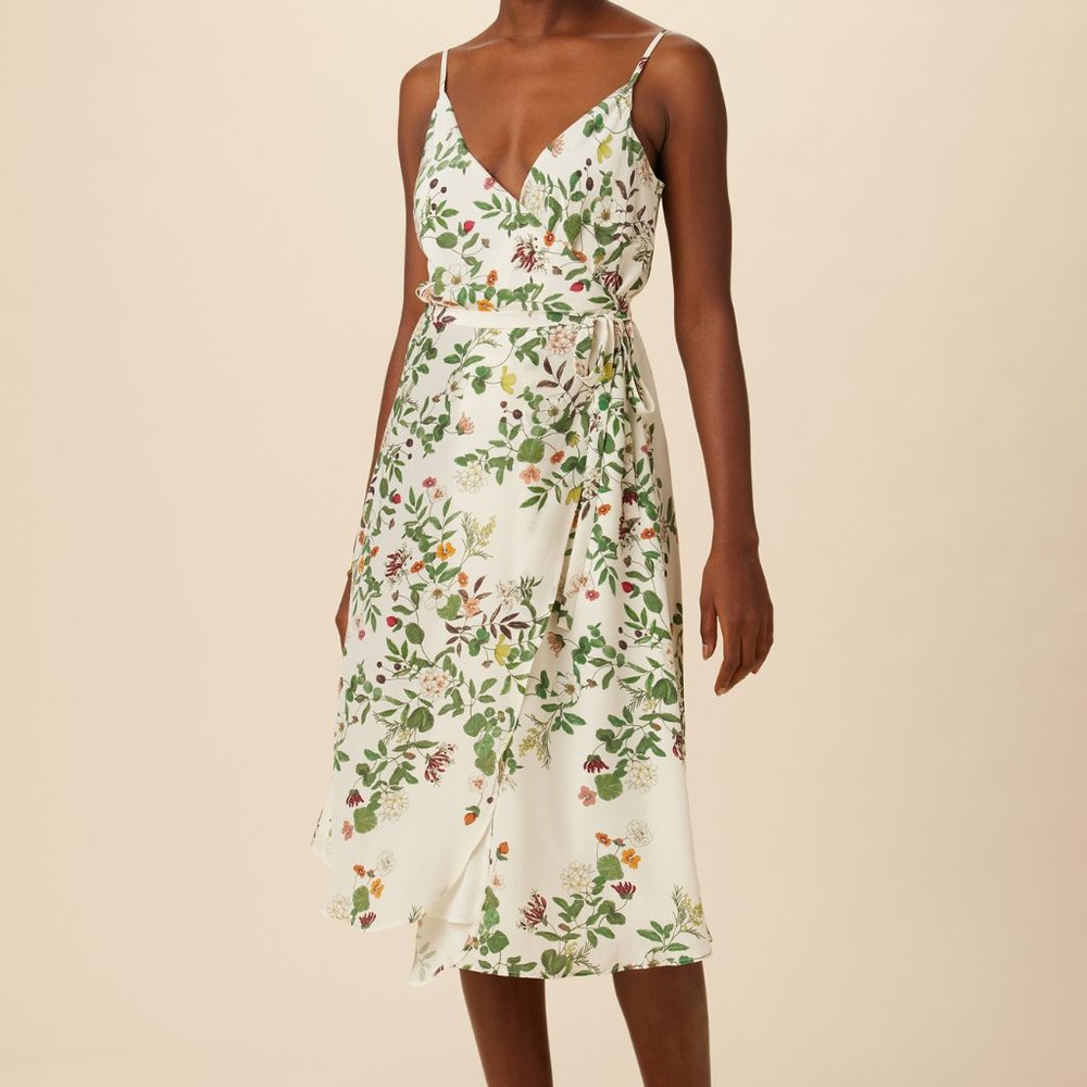 Amour Vert Varden Washable Silk Wrap Dress - Silverwood Floral NWT